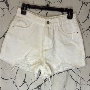 White Distressed Denim Shorts